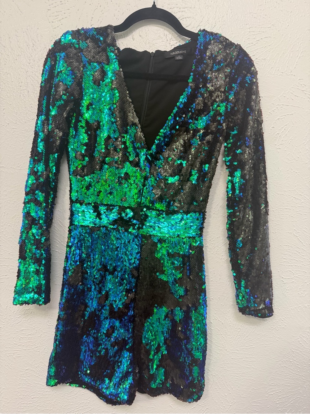 Romper HAODUOYI Women’s Size S Iridescent Sequin Long Sleeve - Picture 2 of 11